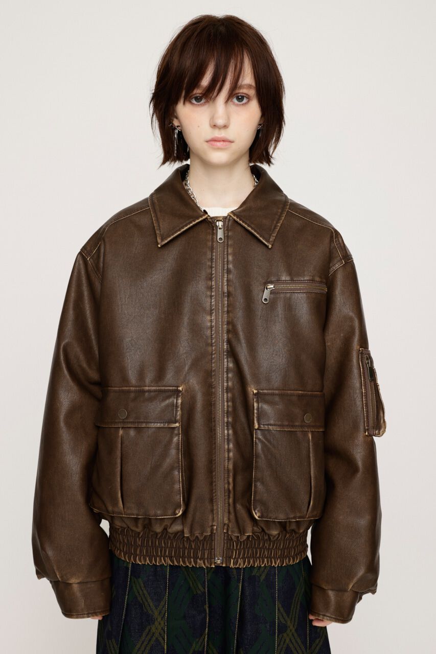 SLY「VINTAGE F／LEATHER S／ブルゾン」|ブルゾン・スタジャン|