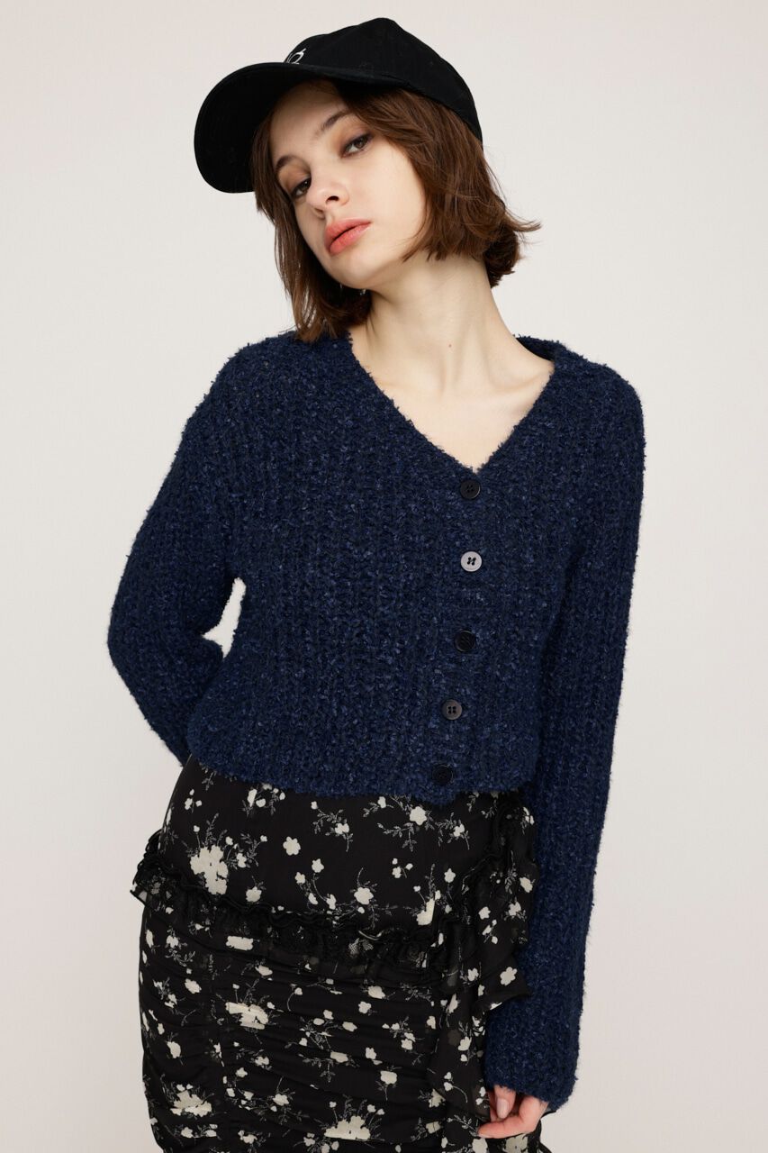 SLY「TAPE YARN SLANT NECK カーディガン」|ニット・セーター|NVY