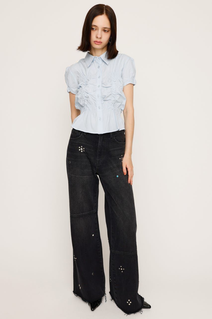 SLY「RANDOM SHIRRING S／SLEEVE トップス」|シャツ・ブラウス|