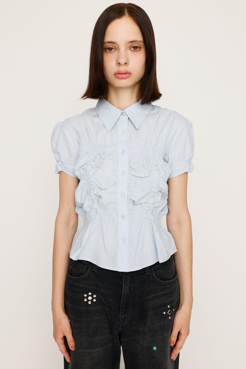 SLY「RANDOM SHIRRING S／SLEEVE トップス」|シャツ・ブラウス|