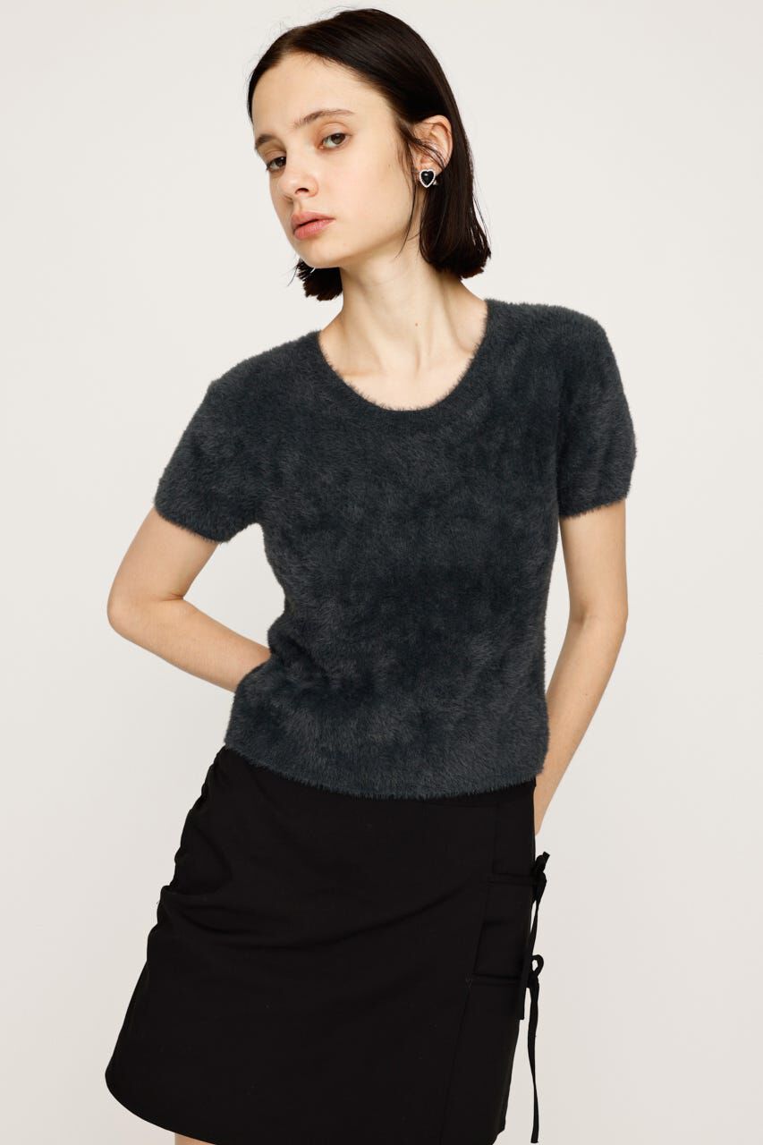 SLY「SHAGGY YARN Tシャツ」|ニット・セーター|L/BLK1