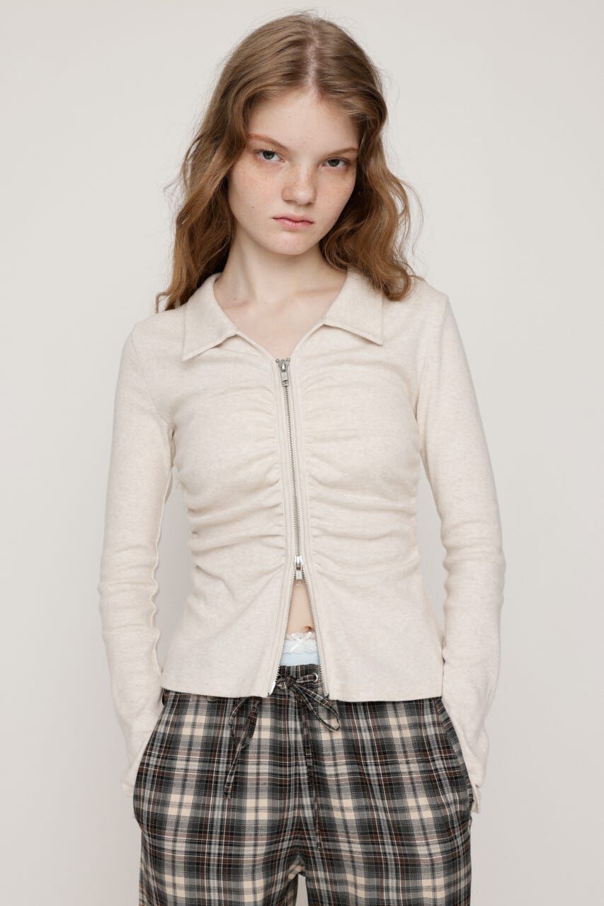 SLY「FRONT GATHER ZIP トップス」|Tシャツ・カットソー|