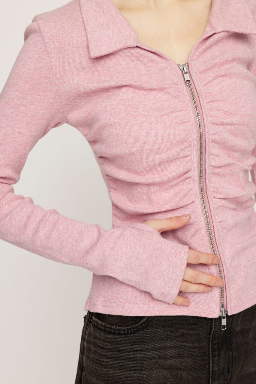 SLY「FRONT GATHER ZIP トップス」|Tシャツ・カットソー|