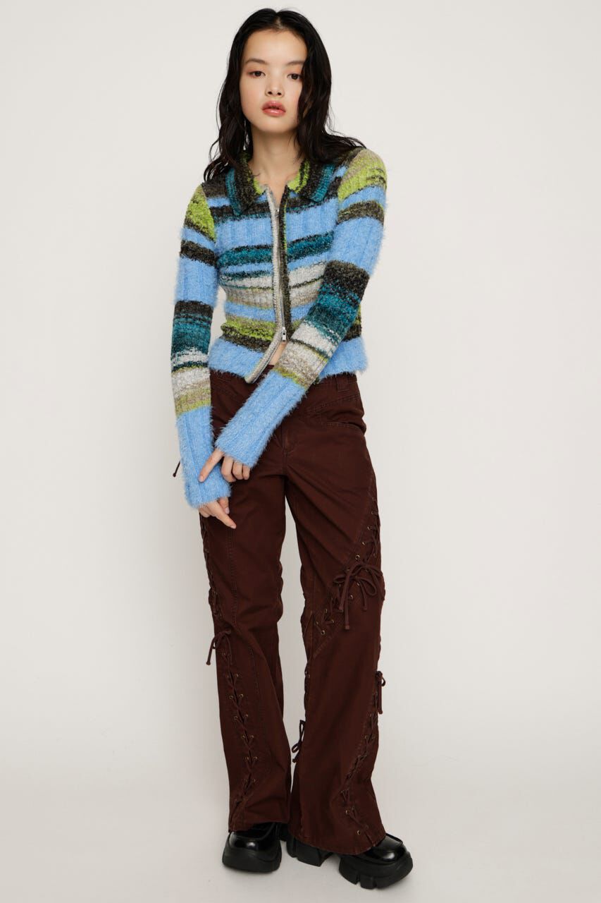 SLY「SHAGGY MIX FRONT ZIP トップス」|ニット・セーター|