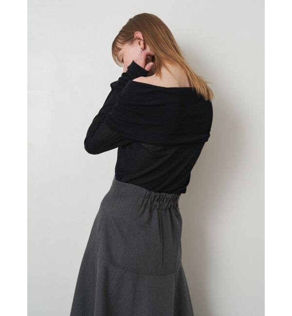 ELENDEEK「SHEER KNIT OFF SHOULDER」|ニット・セーター|ブラック