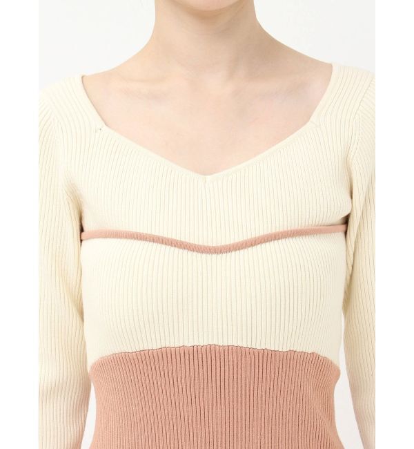 RESEXXY「バイカラーラインリブニットワンピース」|ワンピース|