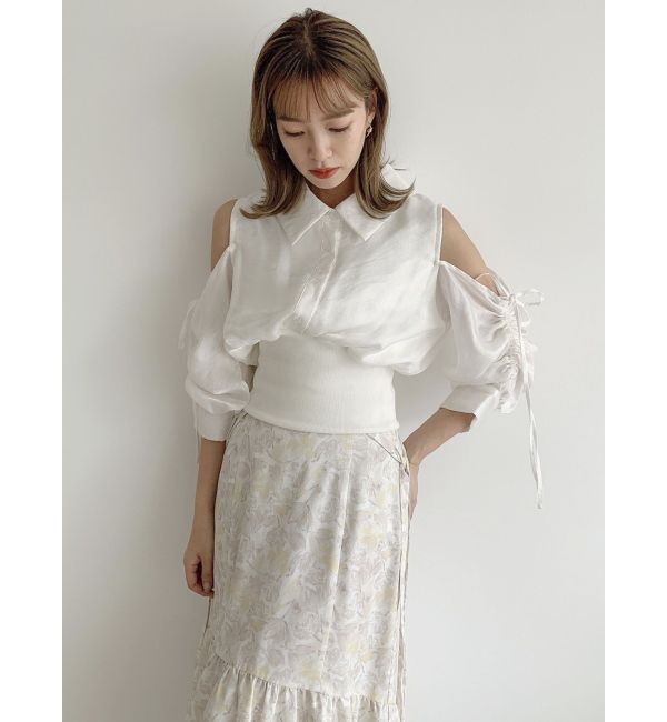 dazzlin「ギャザーパステルリブブラウス」|シャツ・ブラウス|オフホワイト