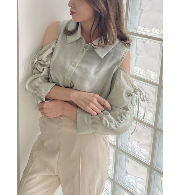 dazzlin「ギャザーパステルリブブラウス」|シャツ・ブラウス|