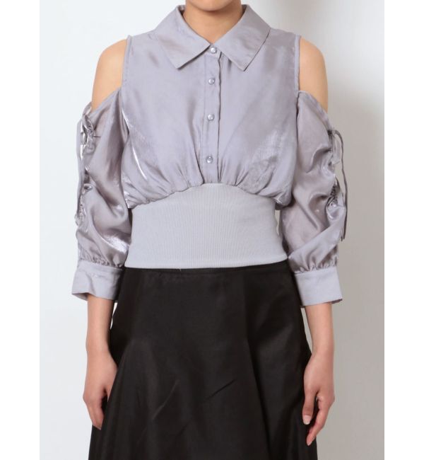 dazzlin「ギャザーパステルリブブラウス」|シャツ・ブラウス|