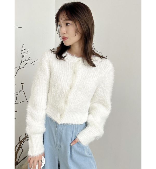 dazzlin「ハミングラメシャギーカーデニット」|カーディガン|オフホワイト