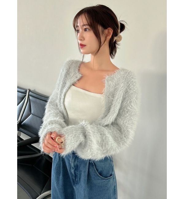 dazzlin「ハミングラメシャギーカーデニット」|カーディガン|グレー