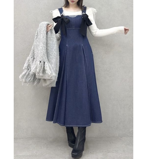 dazzlin「フロントツインリボンジャンスカ」|ワンピース|インディゴ