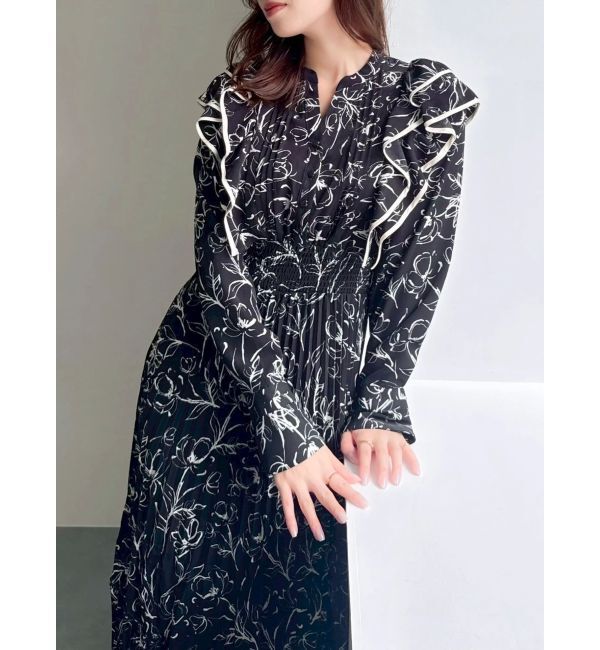 dazzlin「【WEB限定カラーあり】ダブルフリルフラワープリーツワンピース」|ワンピース|