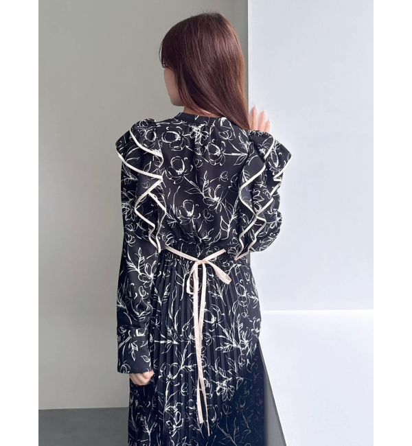 dazzlin「【WEB限定カラーあり】ダブルフリルフラワープリーツワンピース」|ワンピース|