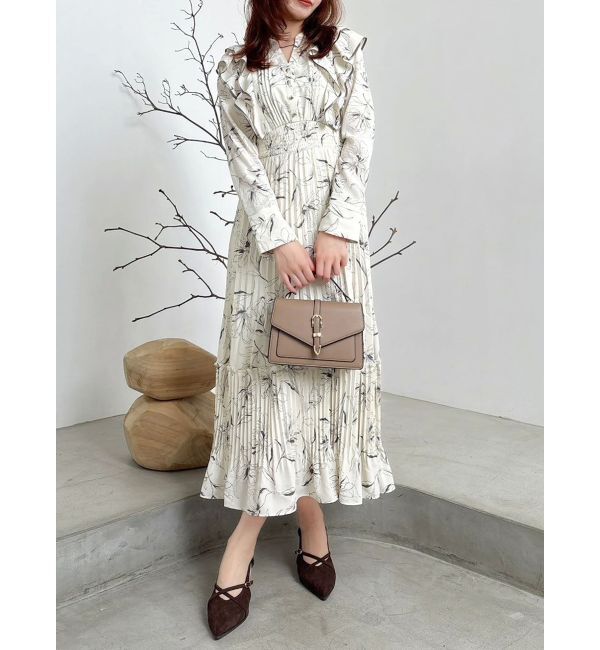 dazzlin「【WEB限定カラーあり】ダブルフリルフラワープリーツワンピース」|ワンピース|