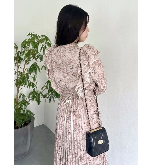 dazzlin「【WEB限定カラーあり】ダブルフリルフラワープリーツワンピース」|ワンピース|