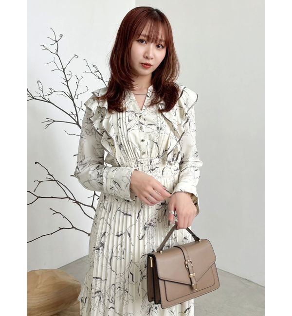 dazzlin「【WEB限定カラーあり】ダブルフリルフラワープリーツワンピース」|ワンピース|