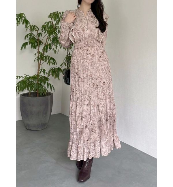 dazzlin「【WEB限定カラーあり】ダブルフリルフラワープリーツワンピース」|ワンピース|ピンク