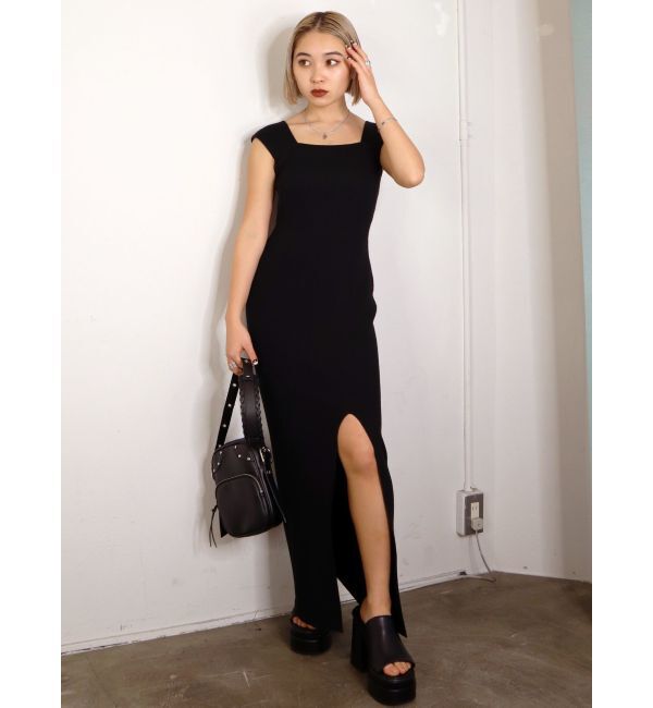 EMODA「ワイドストラップリブスリットワンピース」|ワンピース|