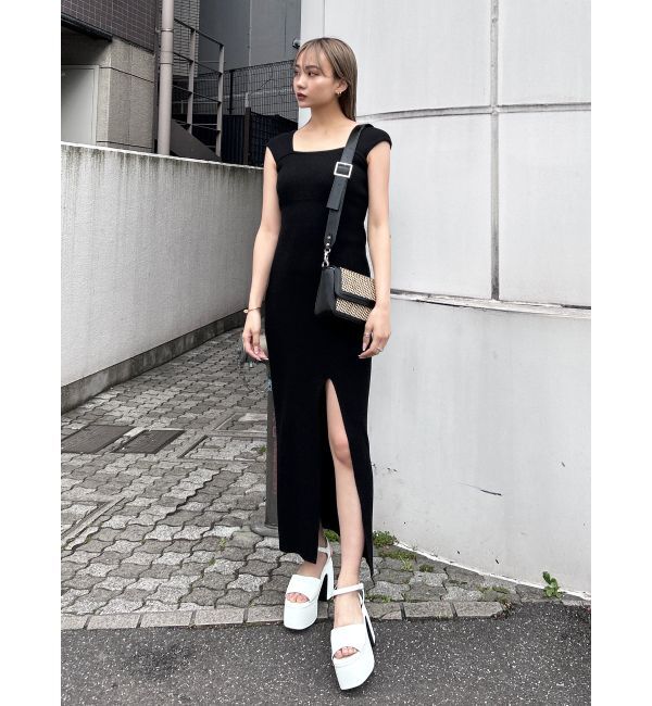 EMODA「ワイドストラップリブスリットワンピース」|ワンピース|