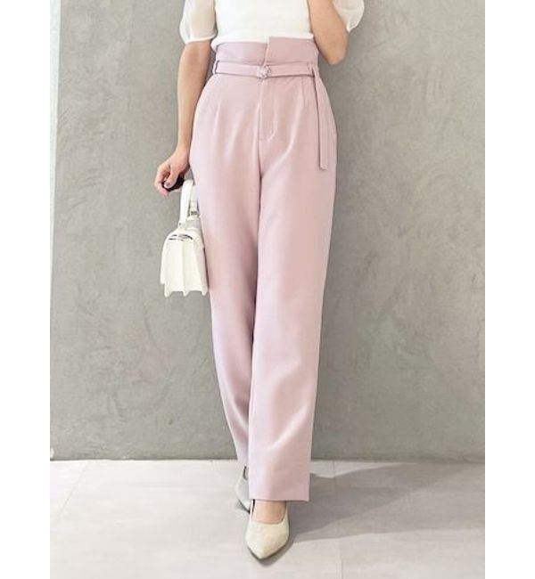 MERCURYDUO「ベルト付ハイウエストストレートパンツ」|その他|ピンク