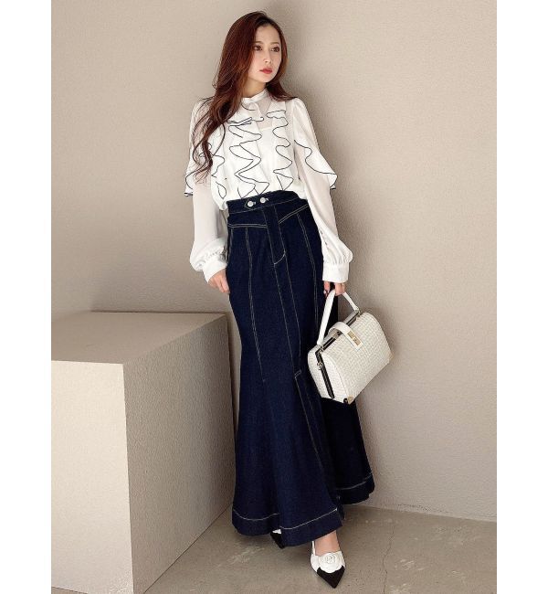 MERCURYDUO「ステッチワークデニムマーメイドスカート」|スカート|