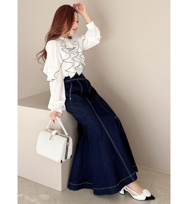 MERCURYDUO「ステッチワークデニムマーメイドスカート」|スカート|