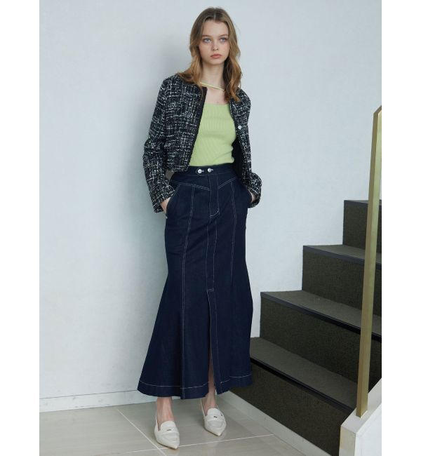 MERCURYDUO「ステッチワークデニムマーメイドスカート」|スカート|