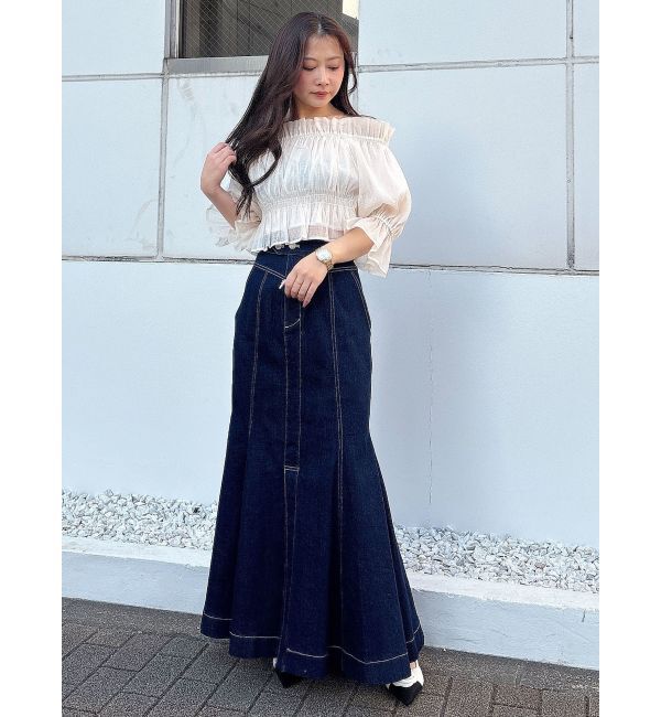 MERCURYDUO「ステッチワークデニムマーメイドスカート」|スカート|