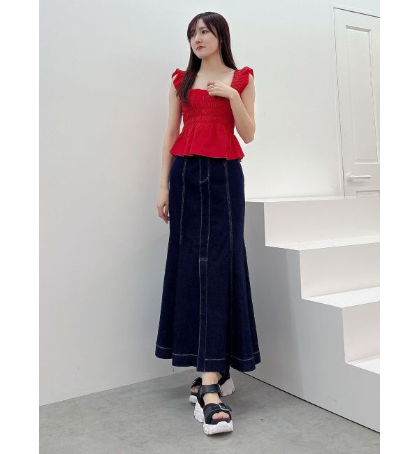 MERCURYDUO「ステッチワークデニムマーメイドスカート」|スカート|