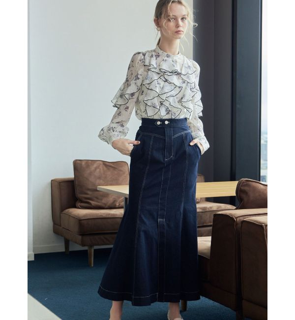 MERCURYDUO「ステッチワークデニムマーメイドスカート」|スカート|