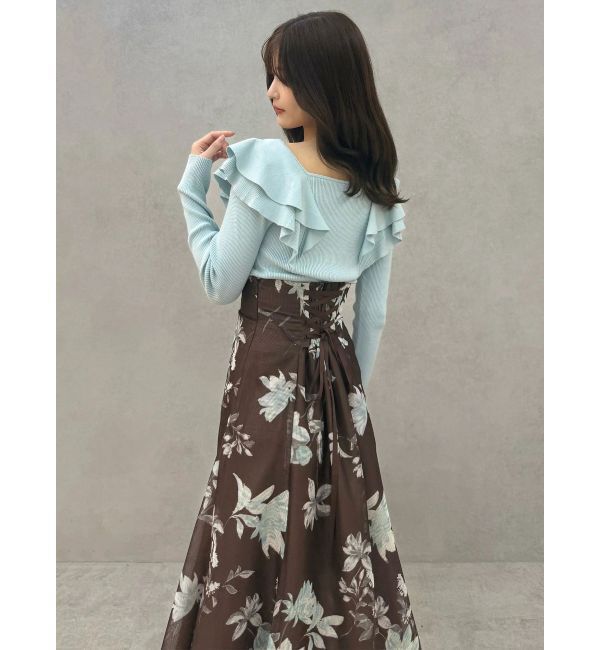 MERCURYDUO「編み変化ラッフルコンパクト」|ニット・セーター|