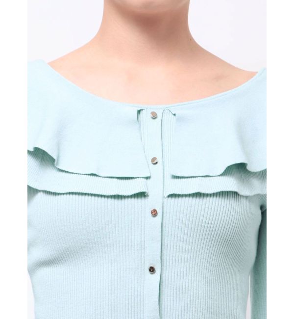 MERCURYDUO「編み変化ラッフルコンパクト」|ニット・セーター|