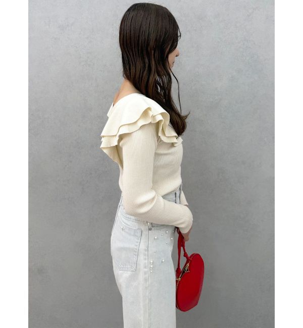 MERCURYDUO「編み変化ラッフルコンパクト」|ニット・セーター|