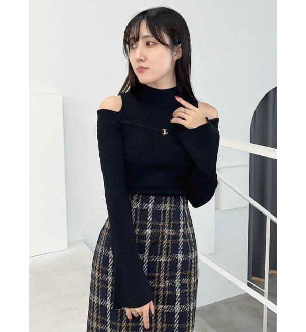 MERCURYDUO「ショルダースリットナローストラップニット」|ニット・セーター|