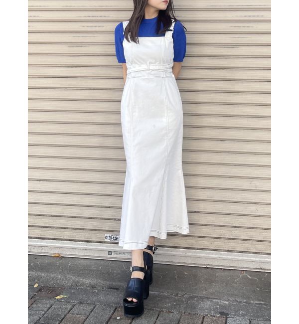 MURUA「フロントクロスデザインジャンスカ」|ジャンパースカート|ホワイト