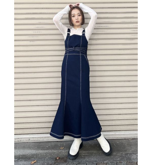 MURUA「フロントクロスデザインジャンスカ」|ジャンパースカート|