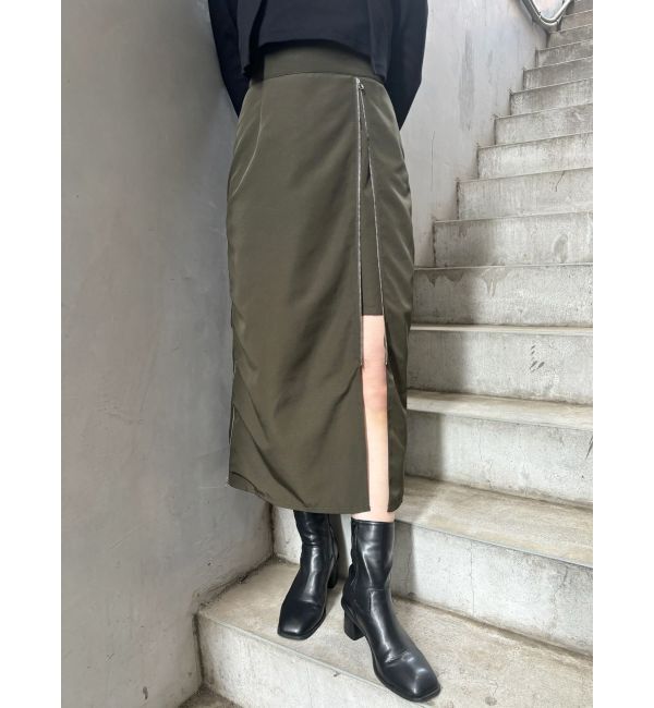 MURUA「マルチウェイZIPナロースカート」|スカート|カーキ