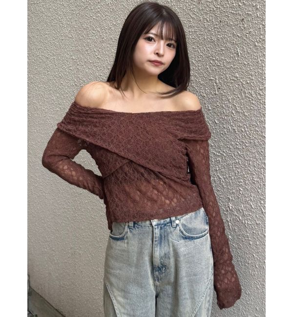 MURUA「レースカシュクールオフショルトップス」|Tシャツ・カットソー|