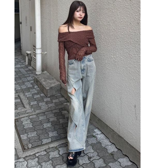 MURUA「レースカシュクールオフショルトップス」|Tシャツ・カットソー|