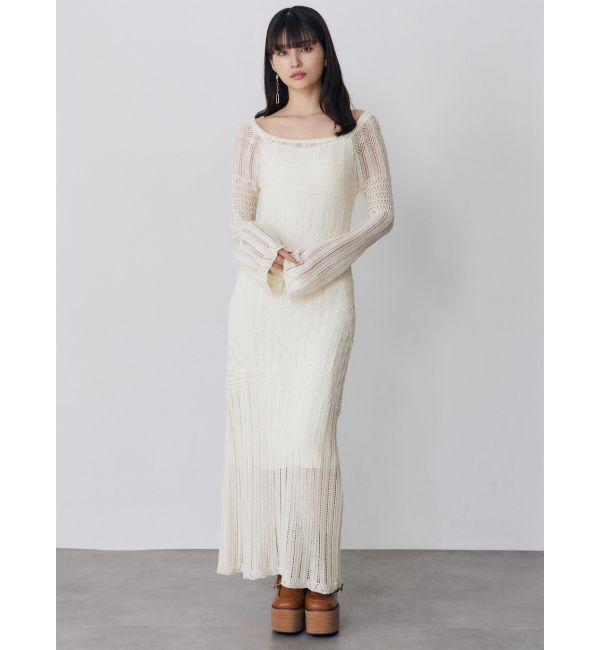 MURUA「バイカラークロシェニットワンピース」|ワンピース|