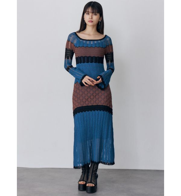 MURUA「バイカラークロシェニットワンピース」|ワンピース|