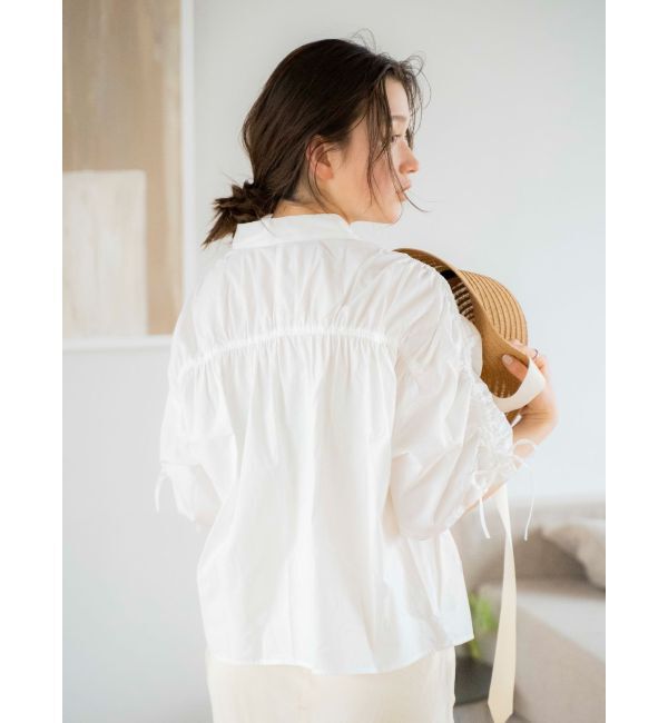 Ungrid「ギャザーデザインハーフスリーブシャツ」|シャツ・ブラウス|