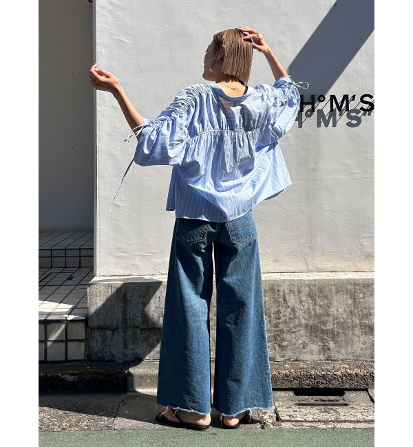 Ungrid「ギャザーデザインハーフスリーブシャツ」|シャツ・ブラウス|