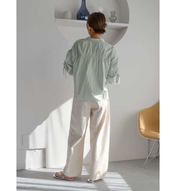 Ungrid「ギャザーデザインハーフスリーブシャツ」|シャツ・ブラウス|