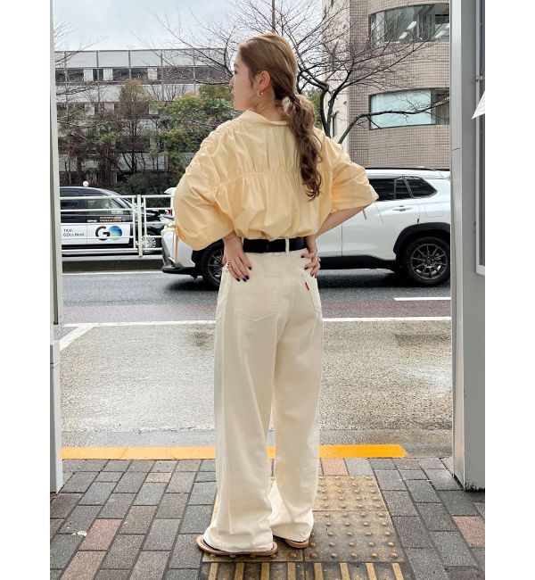 Ungrid「ギャザーデザインハーフスリーブシャツ」|シャツ・ブラウス|