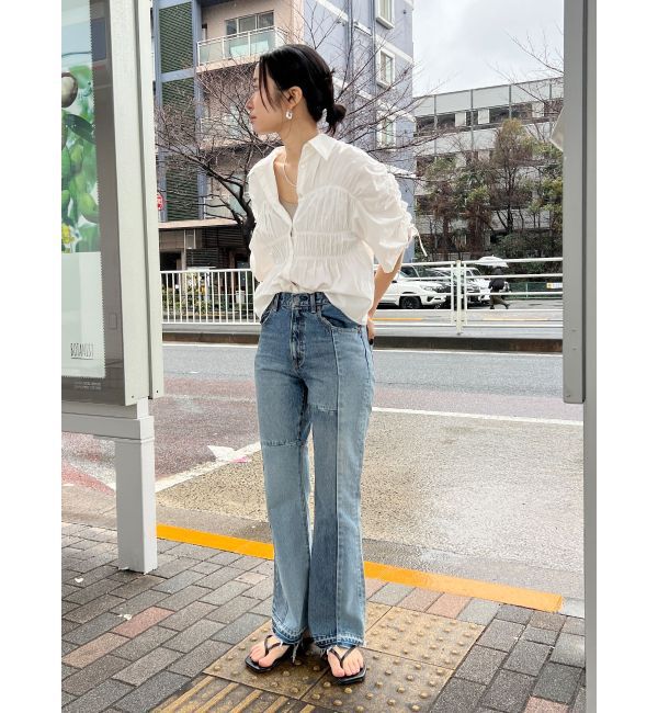 Ungrid「ギャザーデザインハーフスリーブシャツ」|シャツ・ブラウス|