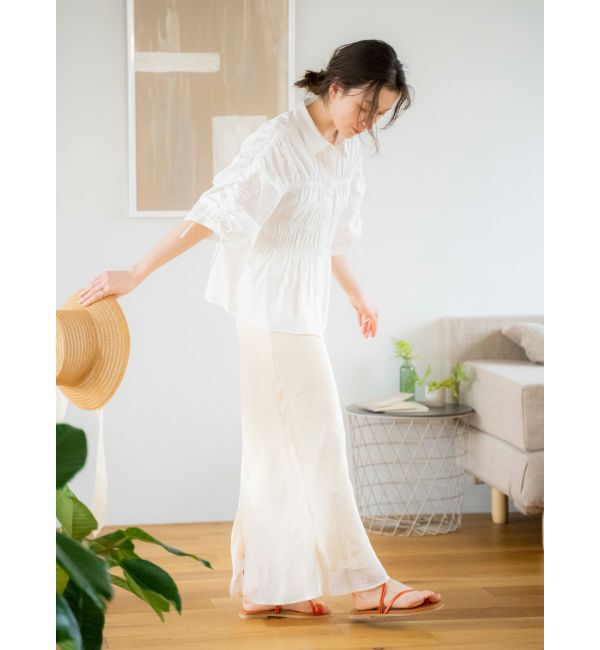 Ungrid「ギャザーデザインハーフスリーブシャツ」|シャツ・ブラウス|