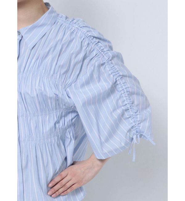 Ungrid「ギャザーデザインハーフスリーブシャツ」|シャツ・ブラウス|