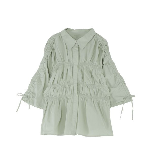 Ungrid「ギャザーデザインハーフスリーブシャツ」|シャツ・ブラウス|